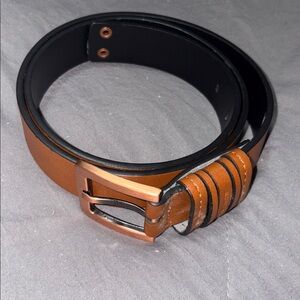 Calvin Klein Brown Leather Belt with Copper Buckle